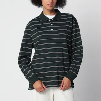 Dunst T-shirt a righe in jersey di cotone verde foresta