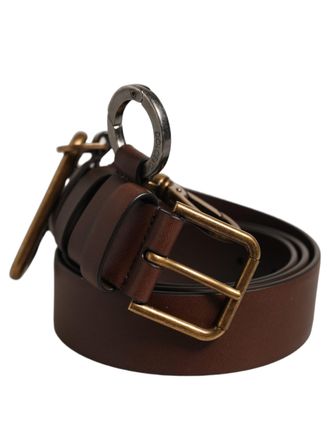 Dolce & Gabbana Calf Leather Gold Buckle Belt - Brown