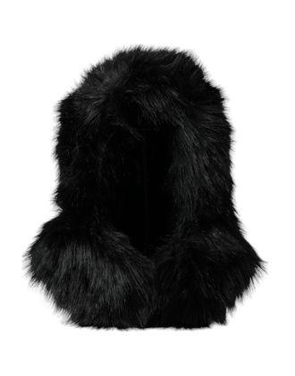 Dolce & Gabbana Womens Black Faux Fur Whole Head Wrap Hat Modacrylic Polyester