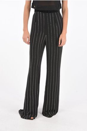 Philipp Plein COUTURE pantalone palazzo a vita alta con crystal all over taglia Xs