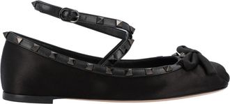 Valentino Rockstud Satin Ballerina - Dames - Ballerinas - Zwart - 39 EU - Satijn - Schoenen