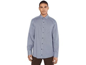 Johnston & Murphy Printed Cotton Shirt Mens Clothing Blue/Brown : 2XL