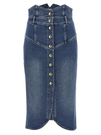 Elisabetta Franchi Blue Cotton Midi Womens Skirt