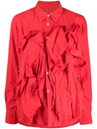 Comme Des Garçons Camicia a maniche lunghe con applicazione - Rosso
