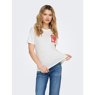 Only T-shirt met borduursel op de borst
