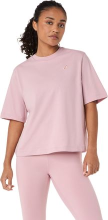 Asics Trainingsshirt ASICS ASICS SPIRAL EMBROIDERY RELAXED TEE, Damen, Gr. XL, morganite, Obermaterial: 60% Baumwolle, 40% Polyester, Shirts Trainingsshirt,