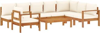 vidaXL Set De Sof&aacute;s De Jard&iacute;n Con Cojines 6 Pzas Madera Maciza Acacia Vidaxl