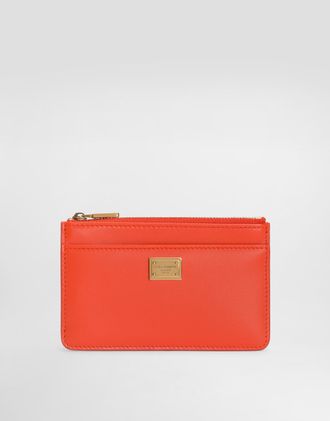 Dolce & Gabbana Calfskin Card Holder - Woman Wallets And Small Leather Goods Orange Onesize
