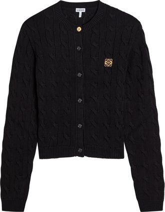 Loewe Cable-knit Cotton Cardigan - Black - L (UK14 / L)