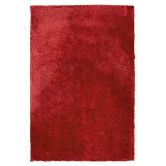 Beliani Beliani - Alfombra Roja 140 X 200 Cm Poli&eacute;ster Hecho A Mano Pelo Largo Evren