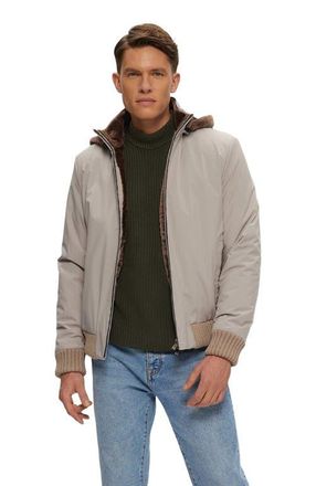 Gorski Fabric Jacket With Lamb Lining in Light Beige/Brown at Nordstrom, Size Xx-Large