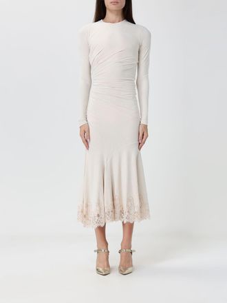Alberta Ferretti Abito midi a tubino in velluto drappeggiato con inserti in pizzo
