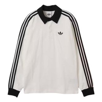 adidas Three Stripes Rugby Polo Shirt Asia Sizing White KE3575