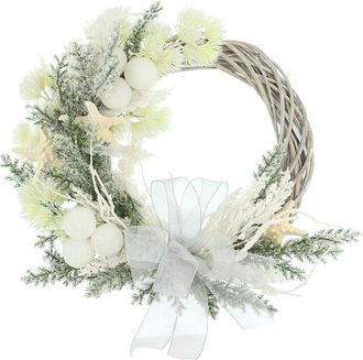 Creative Displays Inc. Handcrafted 20In Holiday Coastal Wreath With Flocked Cedar, Ornaments & Starfish