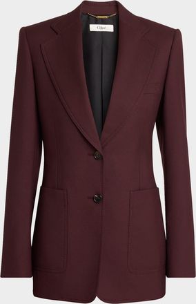 Chlo&eacute; Wool Gabardine Single-Breasted Blazer Jacket