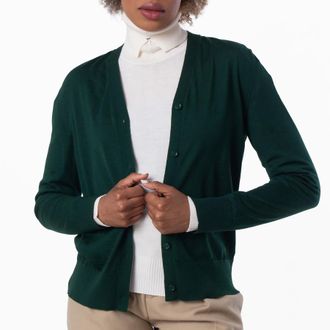 Burberry V-Neck Wool Knit Cardigan, Size XX-Small