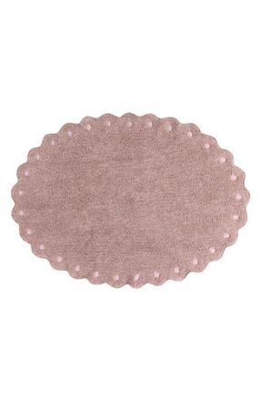 Lorena Canals Polka Dot Washable Cotton Blend Round Rug in Vintage Pink at Nordstrom