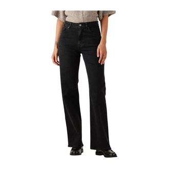 Selected Jeans, Dames, Zwart, W33 L32, Katoen, Slfwide Bea-Kori MW Jeans