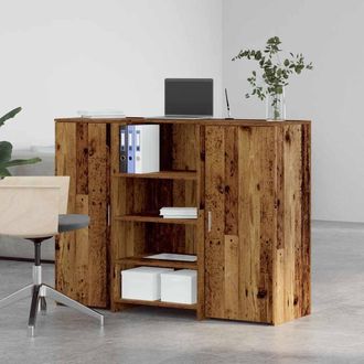 Berkfield Home Reception Desk Old Wood 135x50x103.5 cm Engineered Wood in Brown