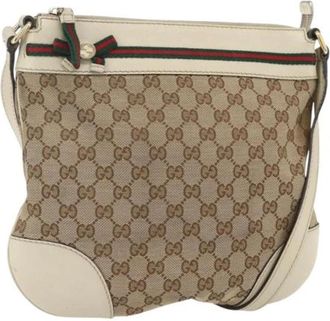 Gucci Pre-owned Canvas Cross Body Bag - Dames - Vintage Schoudertas - Beige - ONE Size - Vintage