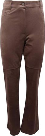 D.exterior Alcantara Effect Broek Made in Italy - Dames - Wijde Broeken - Bruin - M - Broeken