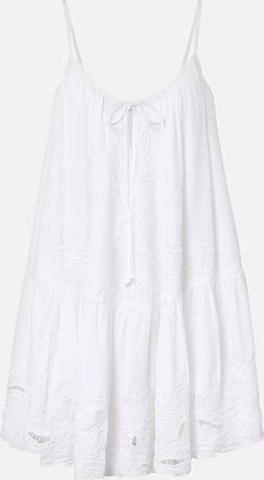 Juliet Dunn Embroidered cotton poplin minidress