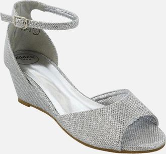 XY London Womens XY London Womens/Ladies Lottie Peep Toe Wedge Sandals - Silver - Size: 5