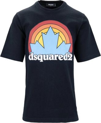 Dsquared2 Heren Grafisch Katoenen T-Shirt - Heren - T-shirts - Zwart - L - Katoen - Tops