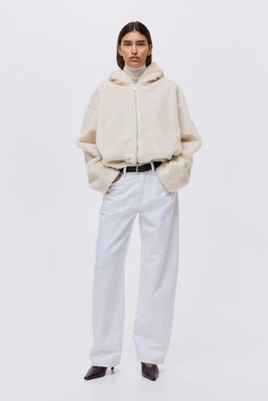 H&M Zip-through Hoodie in Cream at Nordstrom, Size Xx-Large