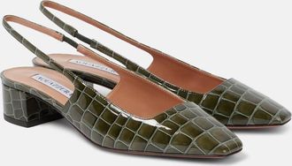 Aquazzura Ginza 35 croc-effect leather slingback pumps