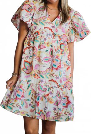 THML Clothing Floral Mini Dress In Cream