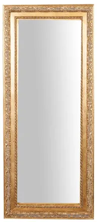 Biscottini International Biscottini - Specchiera Da Parete Bagno Rettangolare Specchio Verticale Orizzontale Cornice Legno Oro Shabby Specchiera Lunga Da Appendere