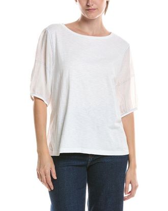 Nic+Zoe Nic & Zoe Linen Sleeve Cotton T-Shirt