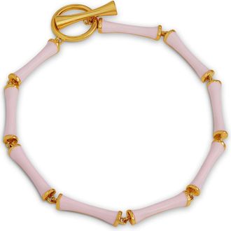 Savvy Cie Jewels 14K GOLD PLATED OVER BRASS PINK ENAMEL TOGGLE DESIGN CLASP BRACELET
