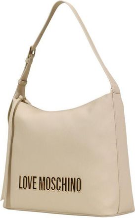 Love Moschino Womens Logo-Embossed Polyurethane Shoulder Bag Beige
