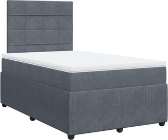 vidaXL Cama Box Spring Con Colch&oacute;n Terciopelo Gris Oscuro 120x190 Cm Vidaxl