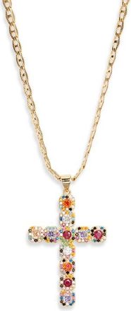 Vidakush Fantasy Cross Necklace in Gold/Rainbow at Nordstrom, Size 14