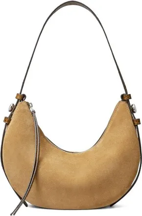 Tory Burch Romy Suede Half Moon Shoulder Bag in Stone at Nordstrom