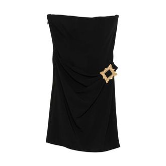 Moschino Dames, Jurken, Zwart, Maat: M Leer