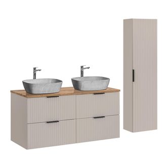 Petits Meubles Set de muebles con lavabo y columna estratificado Beige