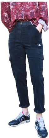 Aeronautica Cargo Velours Broek - Zwart - Dames - Slim Fit Jeans - Zwart - 2XS - Katoen - Jeans