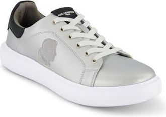 Karl Lagerfeld Embroidered Karl Sneaker in Silver at Nordstrom Rack, Size 10.5
