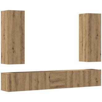 vidaXL Vidaxl - Mueble Para Tv De Pared Madera Contrachapada Artesanal 5 Piezas