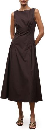 Staud Gwen Drop Waist A-Line Midi Dress in Earth at Nordstrom, Size 12