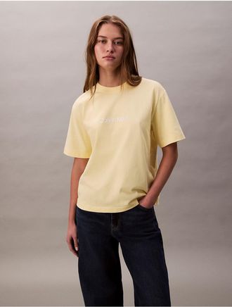 Calvin Klein Jeans Calvin Klein Womens Standard Logo Boxy Fit Crewneck T-Shirt - Yellow - XL