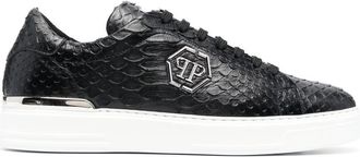 Philipp Plein textured low-top sneakers - men - Calf Leather/Calf Leather/Rubber/Fabric - 40 - Black