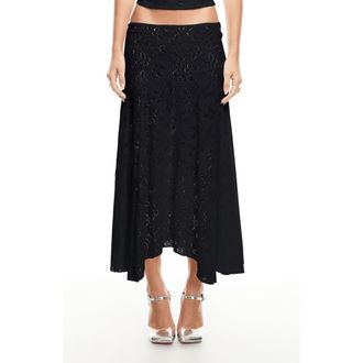 Lioness Tidal Pointelle Asymmetric Midi Skirt in Ink at Nordstrom Rack, Size X-Small