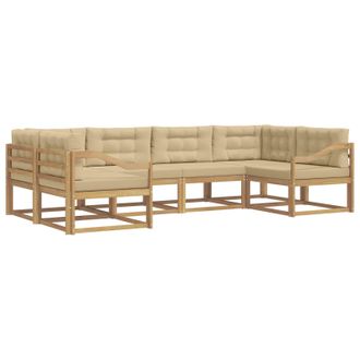 vidaXL Conjunto De Sof&aacute;s De Exterior Con Coj&iacute;n 6 Pcs Y Beige Vidaxl