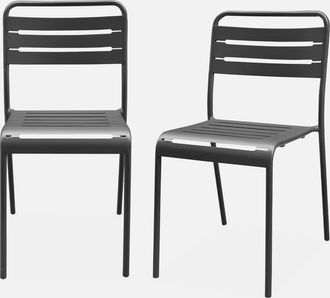 Sweeek Sweeek - Silla De Jard&iacute;n De Acero, Set De 2, Amelia, Antracita, 44x52x79 Cm