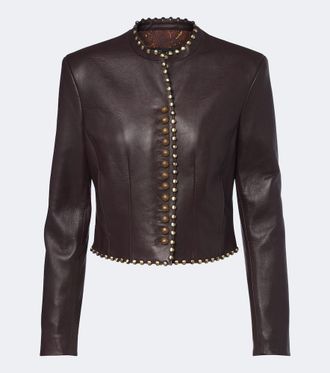 Etro Giacca in pelle con borchie